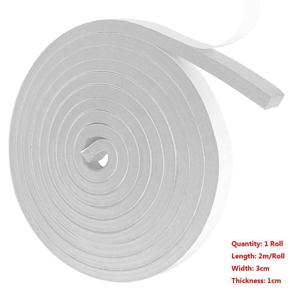 (White 3cm-1 Roll) Windproof Self-Adhesive Weather Stripping Draught Excluder Door Window Sealing Strip Soundproof