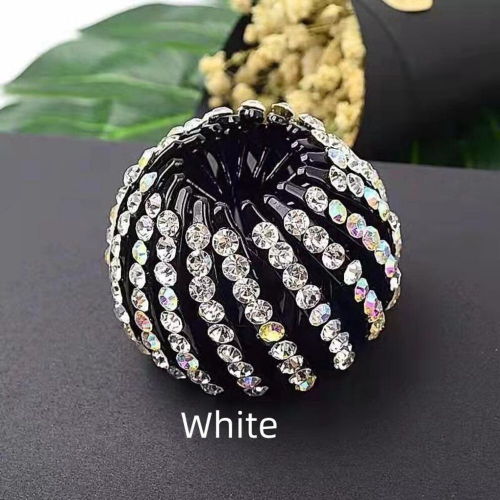 (white) Nest Horse Tail Head Clip Folder Hairpin Sweet Girl Ball Head Hair Accessories Clip Sweet Hair Claw