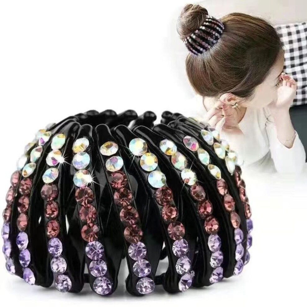 (purple) Nest Horse Tail Head Clip Folder Hairpin Sweet Girl Ball Head Hair Accessories Clip Sweet Hair Claw