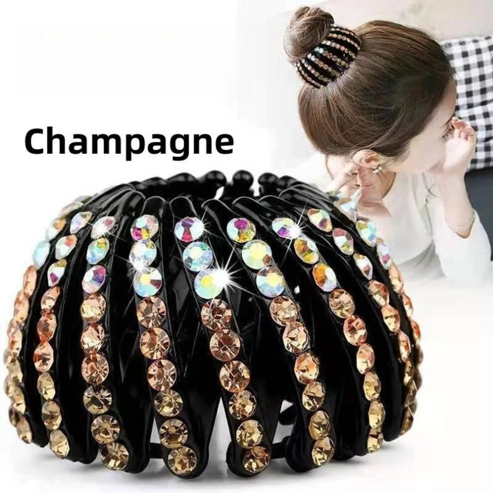 (champagne) Nest Horse Tail Head Clip Folder Hairpin Sweet Girl Ball Head Hair Accessories Clip Sweet Hair Claw