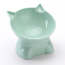 (green) Slanted Mouth Cat Bowl Protect Neck And Spine Plastic Style Nordic Material