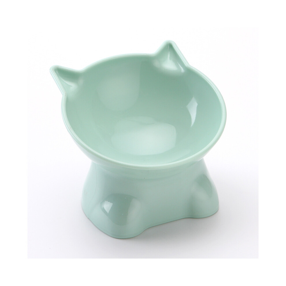 (Green) Slanted Mouth Cat Bowl Protect Neck And Spine Plastic Style Nordic Material Green