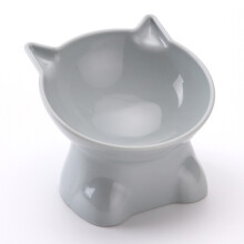 (bluegray) Slanted Mouth Cat Bowl Protect Neck And Spine Plastic Style Nordic Material