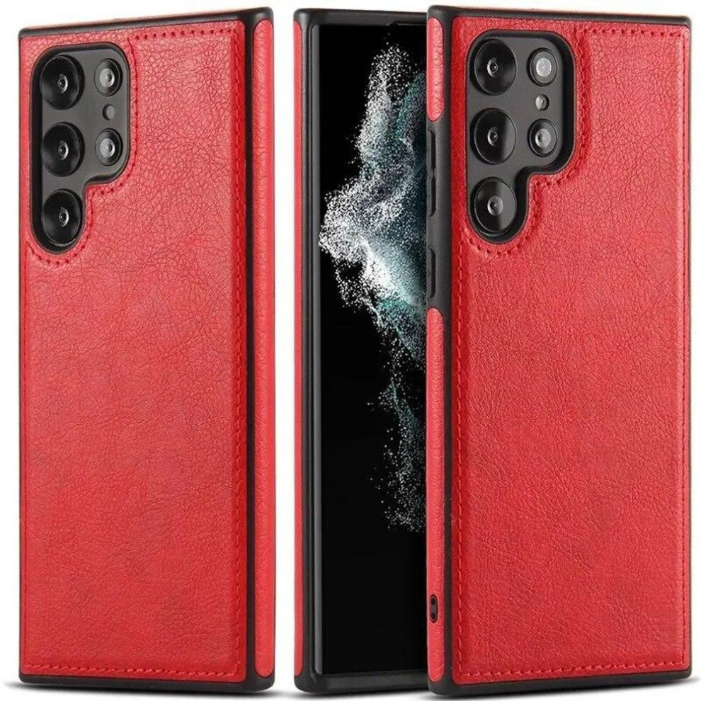 (red, For Samsung S23Ultra) Luxury PU Leather Business Phone Case for Samsung Galaxy S24Ultra S23 Ultra for Samsung S23FE Shockproof Silicone Back Protection Cover