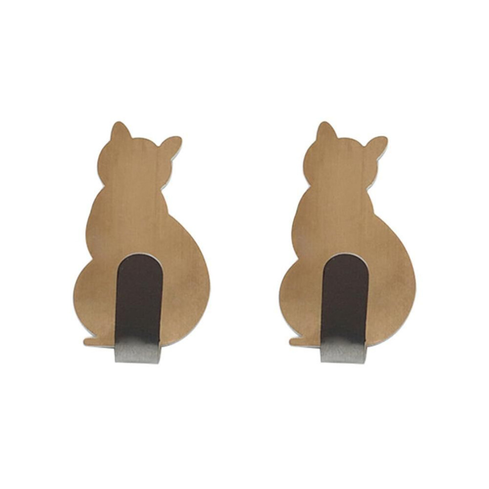 (rose gold) 2Pcs Strong Metal Cat Towel Adhesive Hanger  Sticker  Bathroom Door