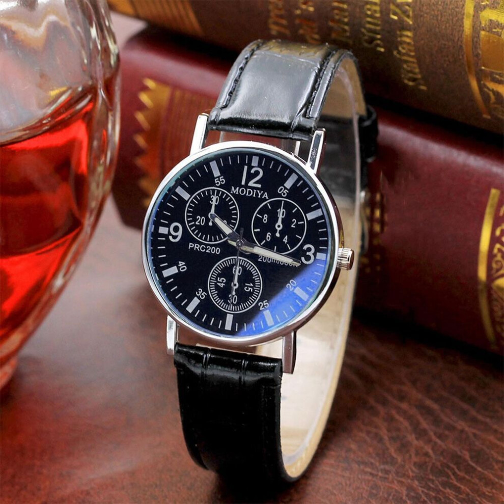 (black, One Size) Ramidos Six Pin  Watches Quartz Men&apos;s Watch Blue Glass Belt Watch Men
