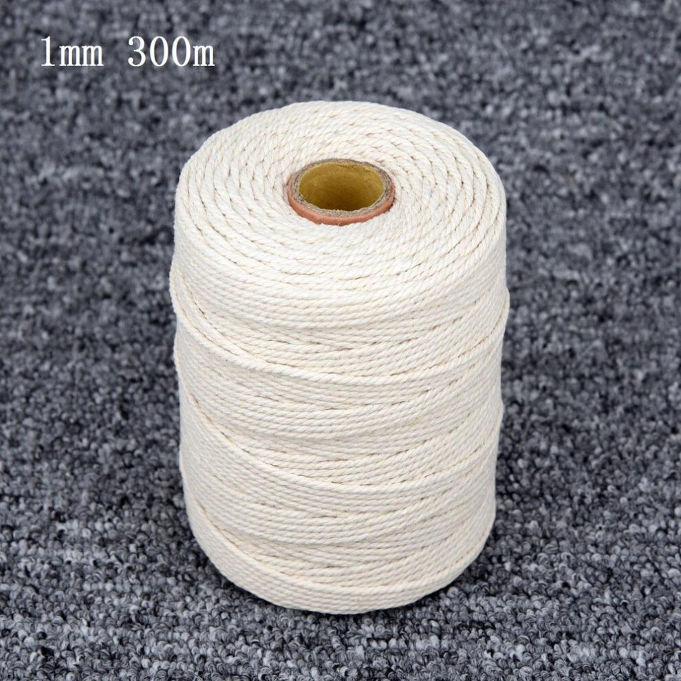 (1mm*300m) 1-3mm Natural Craft Macramé Cotton String Artisan Thread Twisted Cord Beige