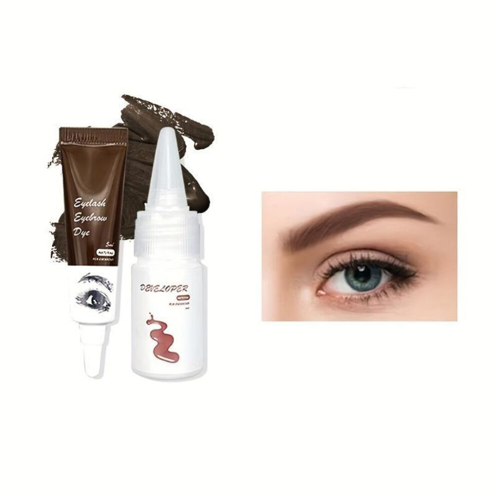 (brown) Eyebrow Eyelash Dye Kit Waterproof Long Lasting Not Fade Not Smudged For Natural Three-dimensional Wild Eyebrow (3 Colors)