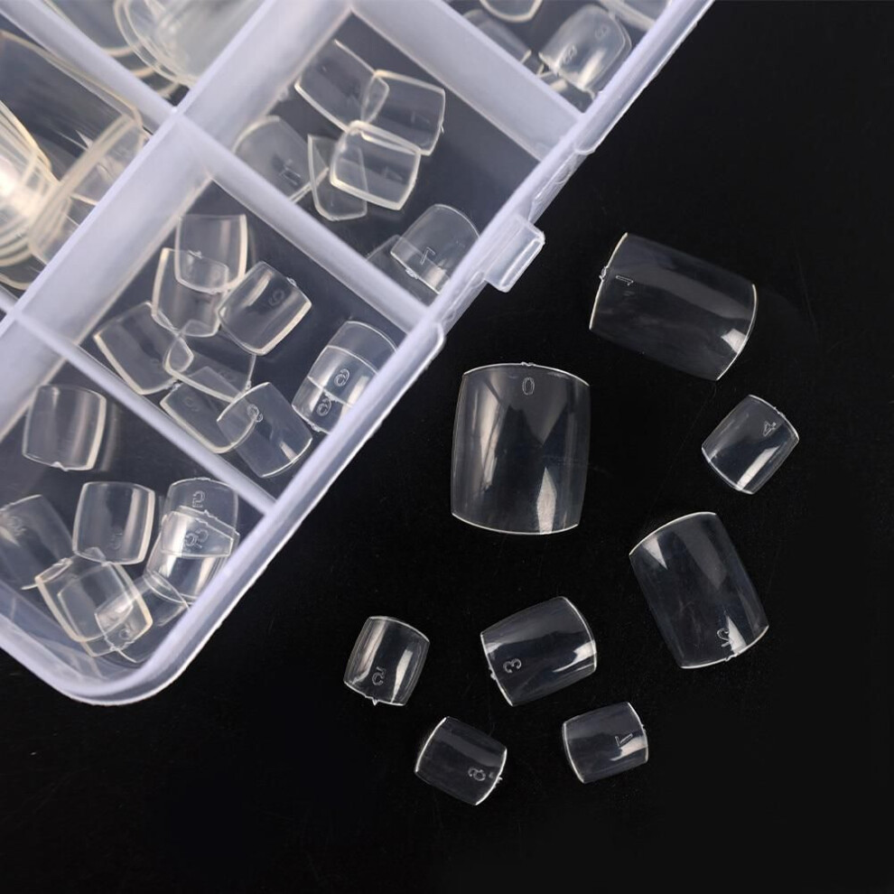 (transparent, 1 box (100pcs)) 100pcs Square False Toe Nails Full Cover Natural White Clear Artificial Fake Toenail Acrylic Foot Nail Art Tips Manicure Tools