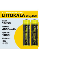2x LiitoKala 18650 4000mAh 3.7V Batteries Protected
