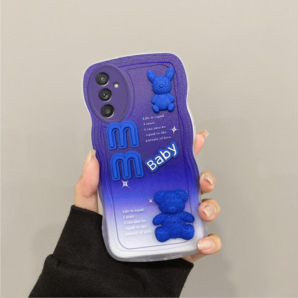 (blue, For Samsung Galaxy A23 4G) 3D Stereoscopic Doll Bear Phone Case For Samsung Galaxy A13 A04s A20 A30 A20s A21s A22 A23 4g 5g Soft Silicone Casing Waves Back Cover