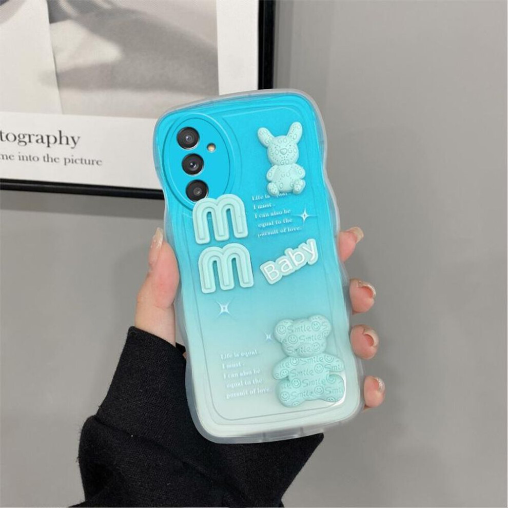 (sky blue, For Samsung Galaxy A20S) 3D Stereoscopic Doll Bear Phone Case For Samsung Galaxy A13 A04s A20 A30 A20s A21s A22 A23 4g 5g Soft Silicone Casing Waves Back Cover