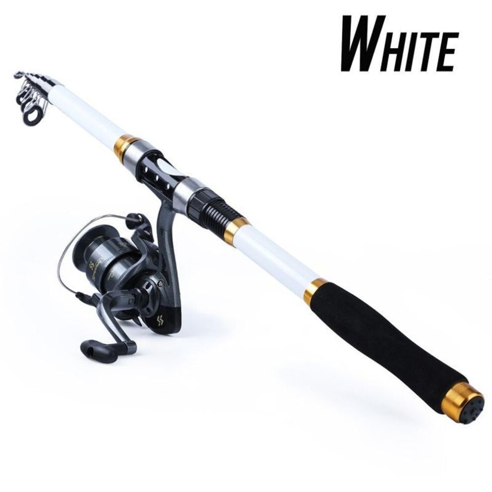 (white, 3.0M&4000 Series) Sougayilang Spinning Fishing Rod And Reel Set Portable Telescopic Fishing Pole Spinning Wheel Fishing Combo Fishing Tool