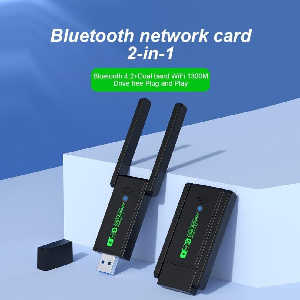1300Mbps USB 3.0 WiFi Adapter Wireless Network Card Wireless Receiver Transmitter 2.4G/5GHz Bluetooth 4.2 Adapter Dongle for Laptop PC