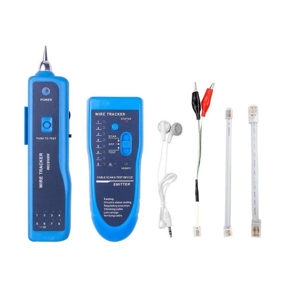 (blue) Cat5 Cat6 Rj11 Rj45 Network Cable Tester Ethernet Lan Detector Telephone Wire Tracker Line Finder Cable Diagnose Tool Kit