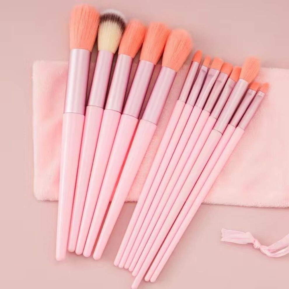 (pink) Pro Soft Fluffy Makeup Brush Set with ABS Rod