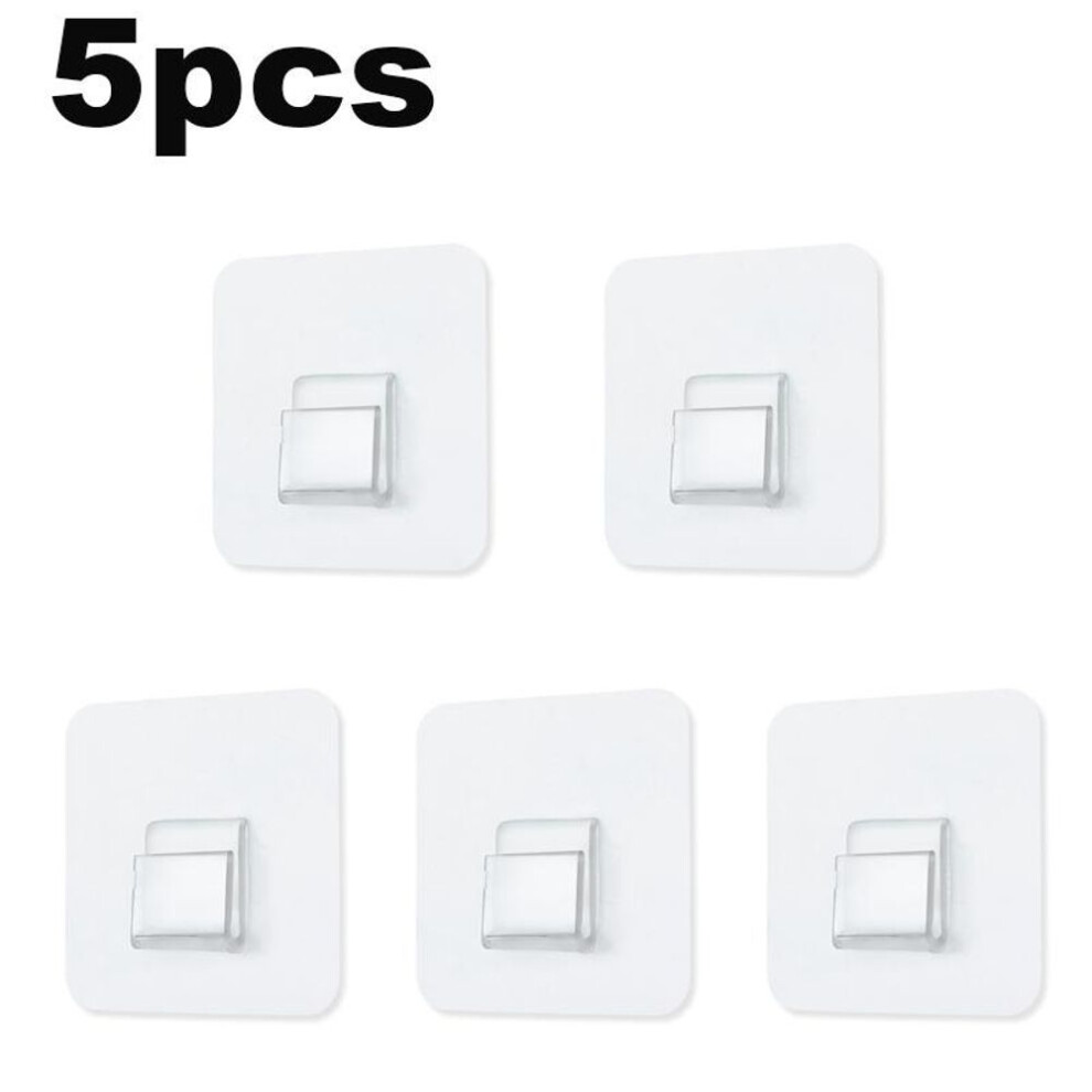 (5Pcs) 5/10pcs Transparent Wall Hooks Strong Self Adhesive Kitchen Bathroom Storage Hooks Hangers Suction Cup Heavy Load Hook Holder Rack