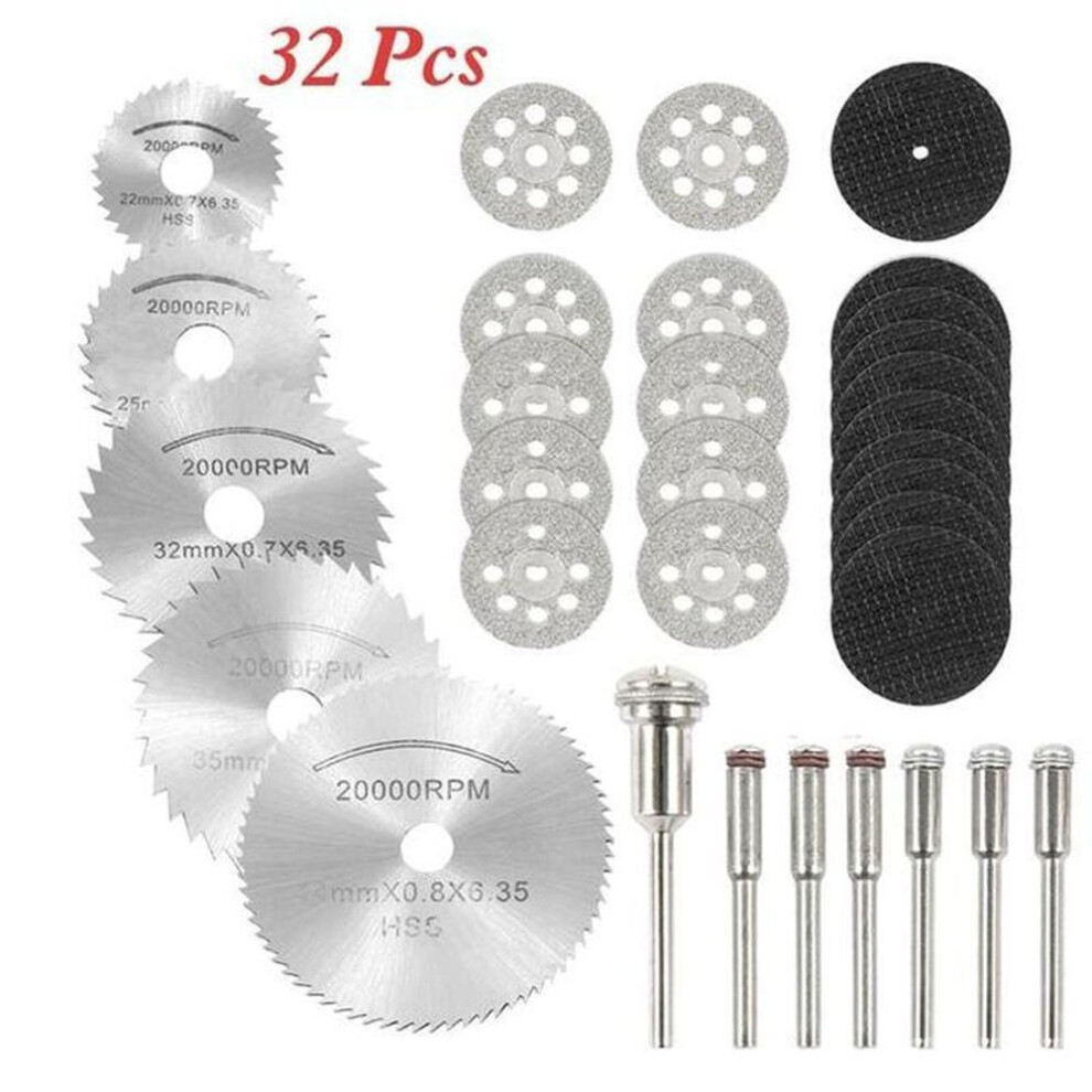 (32Pcs) Diamond Cutting Discs Metal Saw Blade Set Hss Mini Circular Saw Blade For Rotary Tools Resin Cut-off Wheels Diamond