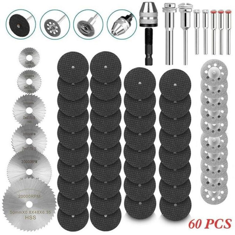(60Pcs) Diamond Cutting Discs Metal Saw Blade Set Hss Mini Circular Saw Blade For Rotary Tools Resin Cut-off Wheels Diamond