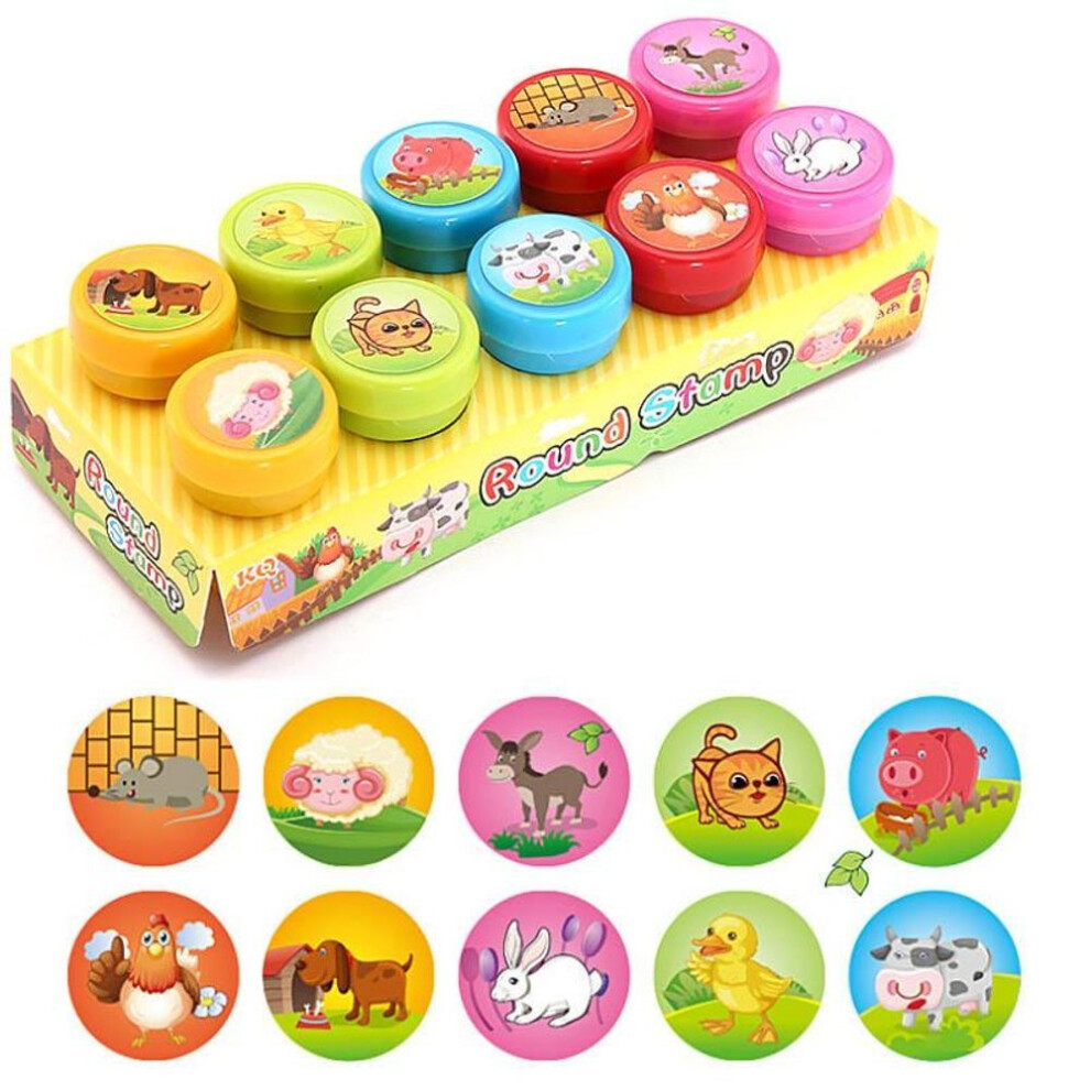 (6) 10pcs/se Multicolor Fun Cute Child Diy Scrapbook Kids Stamp Cartoon Rubber Stamps Scrapbooking Reward Toy