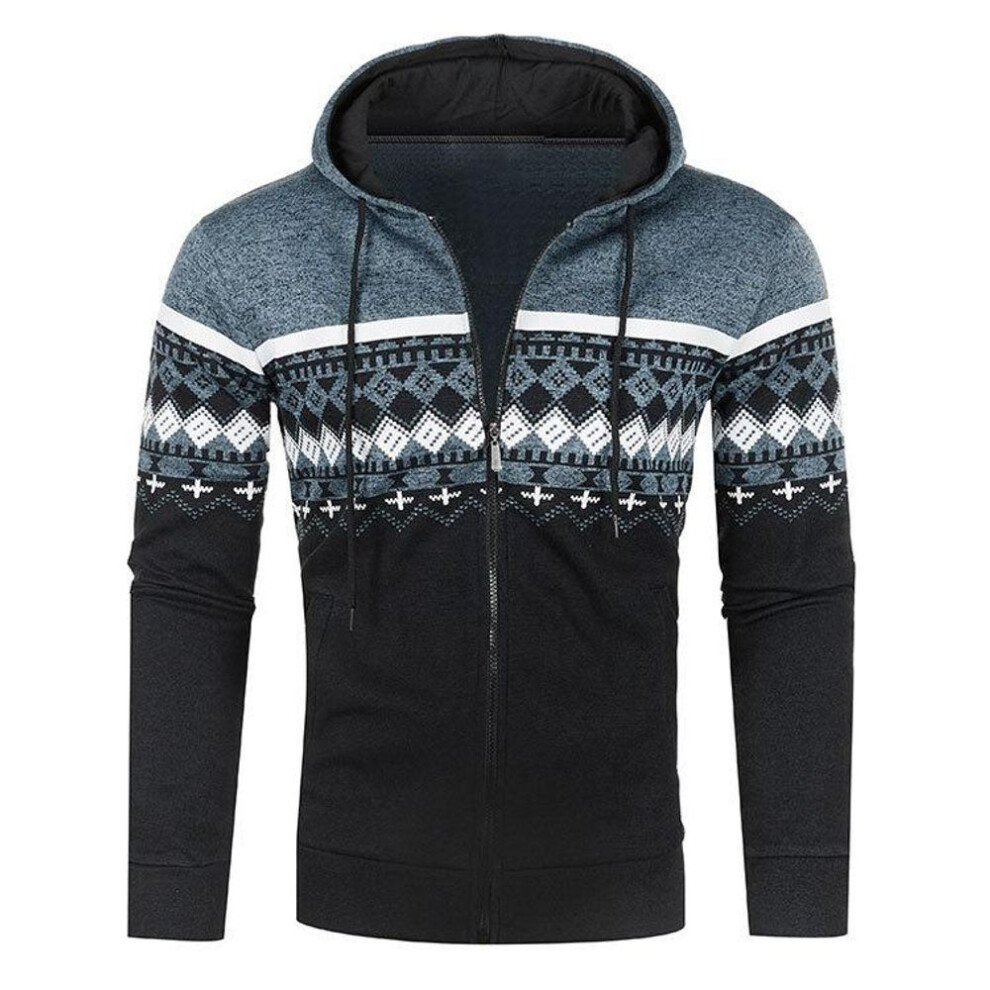 (denim blue, XL) Winter Warm Knit Cardigan Men Autumn Hooded Sweater Coats Fashion Knitwear Korean Zip-up Cardigan Sweater Knitted Jacket Man Streetwear Yasheng