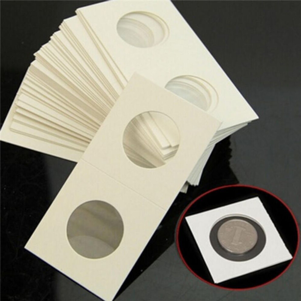 (2.5cm) 50Pcs New White Cardboard 2X2 Mylar Coin Holders With Storage Box Holder NPE