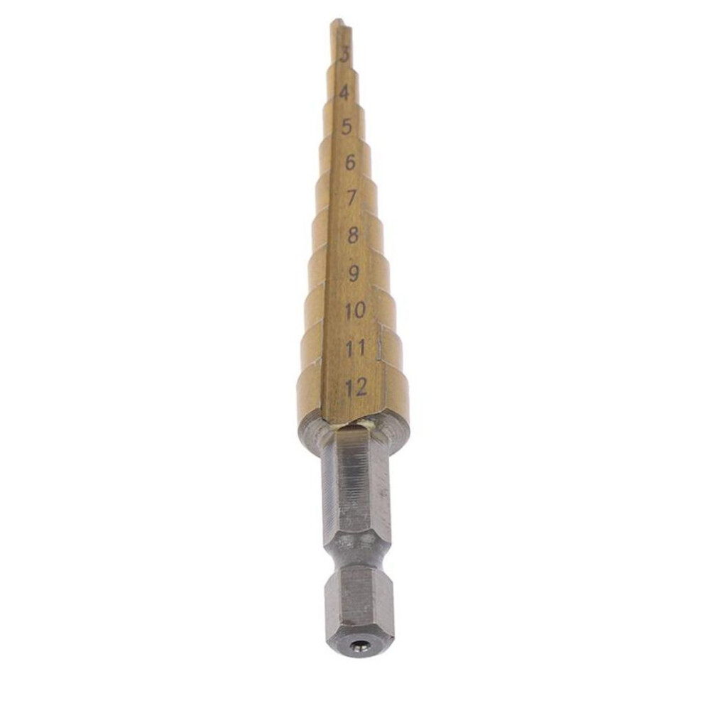 3-12mm Coated Stepped Drill Bits Hex Handle Drill Bit Metal Drilling Power Tool