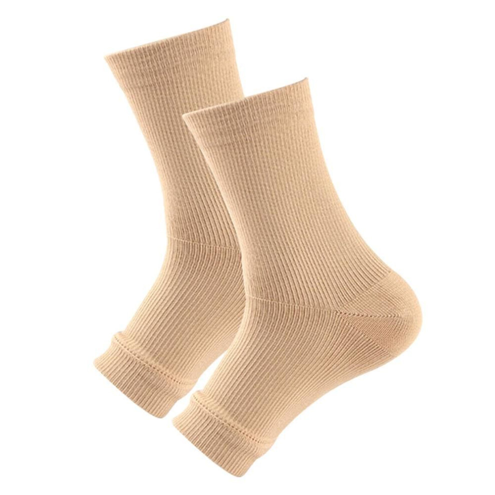 (beige, S/M) Sports Compression Foot Ankle Unisex Anti-fatigue Sleeve  Support Brace Socks