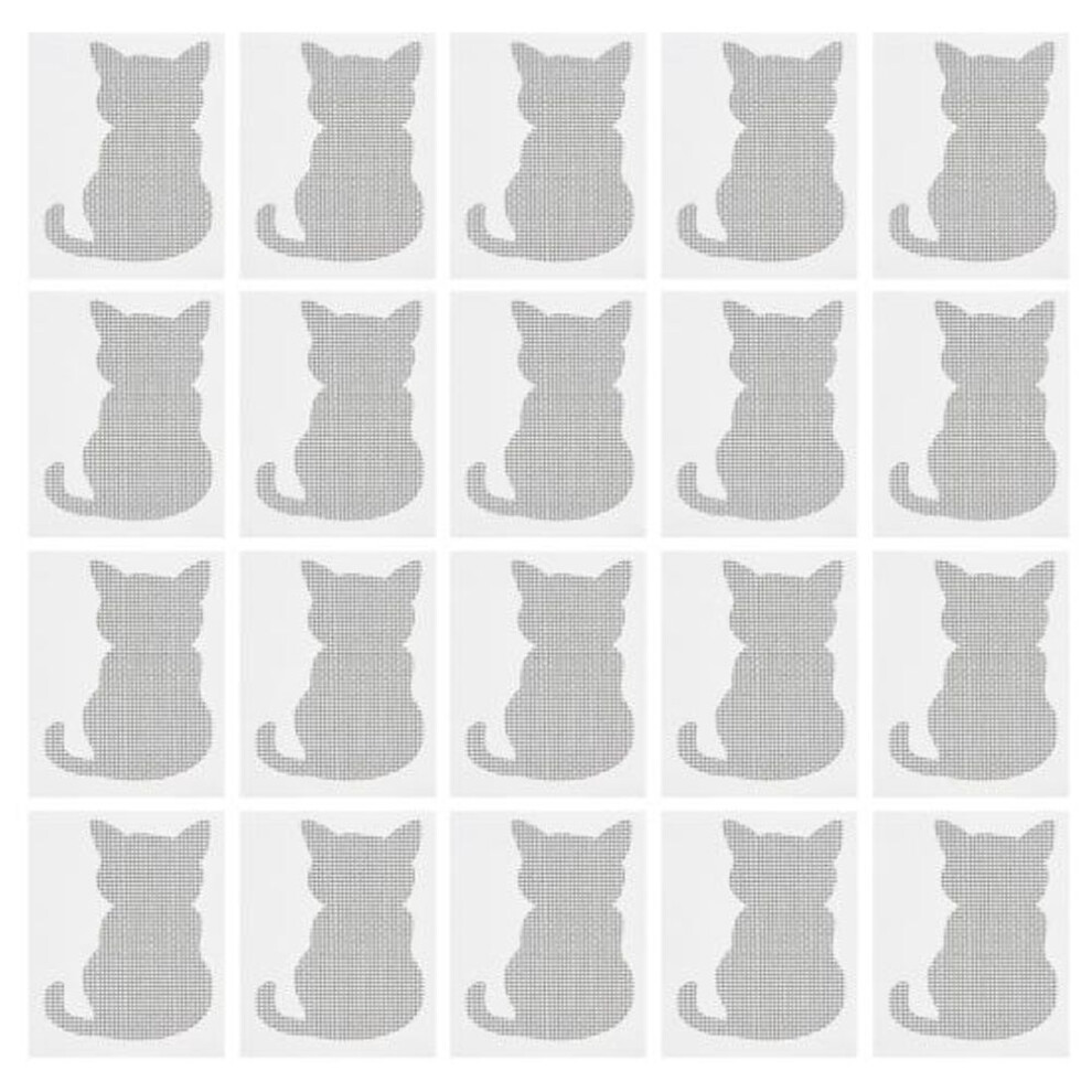 (Cat) 20pcs Window Screen Repair Patch Kit Strong Adhesive Cartoon Cat Bird Shape Door Screen Netting Hole Tear Repairing Sheet Sticker Set