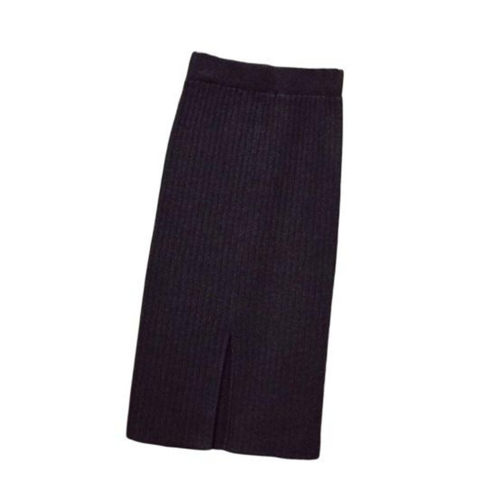 (black) Women Winter Skirt Knitted Solid Color High Waist Back Split Sheath Warm Soft Elastic Waist Lady Fall Skirt Female Clothing