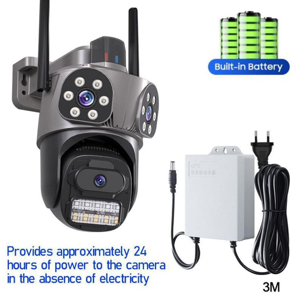 (Camera+batterie) Aiook Icsee Wifi Camera Hd 12mp Outdoor Waterproof Ip Camera Two-way Intercom Night Vision Video Camera Mobile Tracking Lights Alarm Cctv