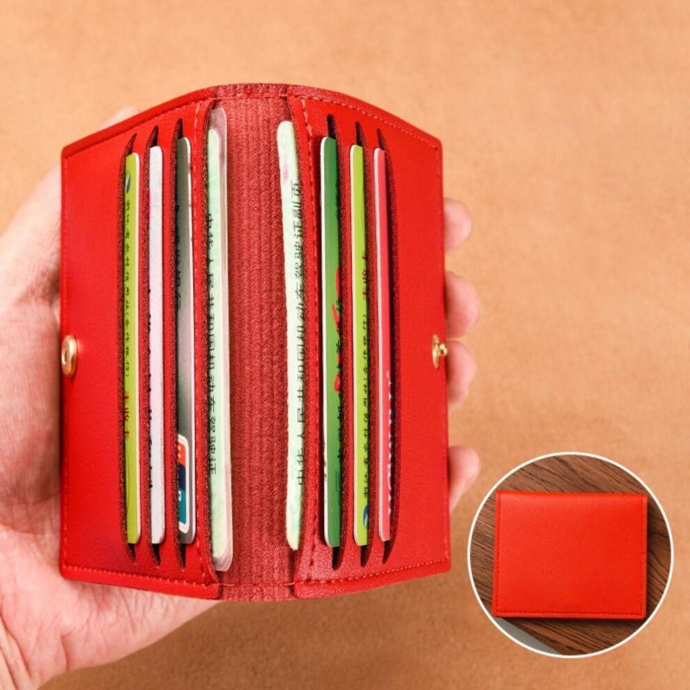 (red) Anti Demagnetization Slim And Compact Coin Pouch Credit Card Bags Bank ID Card Case Card Holders
