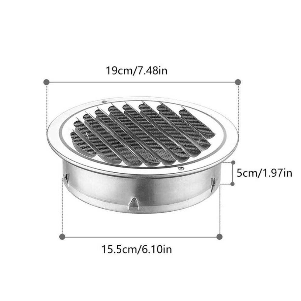(160mm) 1pc Home Supplies Stainless Steel Grills Air Vent Cover Ducting Ventilation Air Vent Grille Round