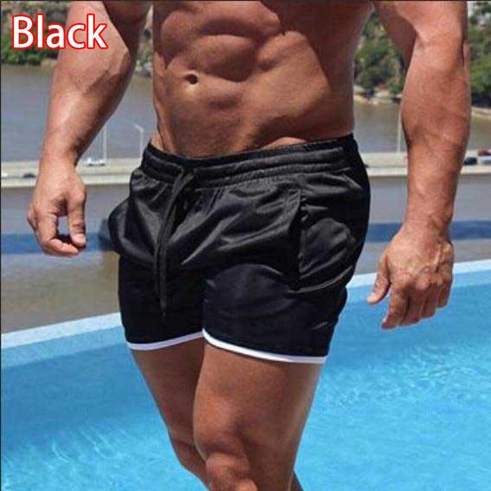 (black, L) Men Quick-drying Shorts Beach Shorts Gym Shorts Running Sports Shorts Fitness Casual Pants