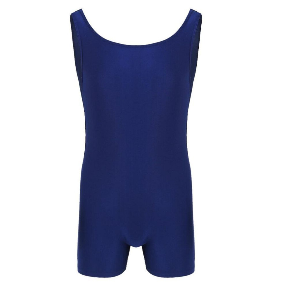 (navy blue, XL) Mens Sleeveless Stretchy One Piece Sport Gym Jumpsuit Dance Biketard Unitard