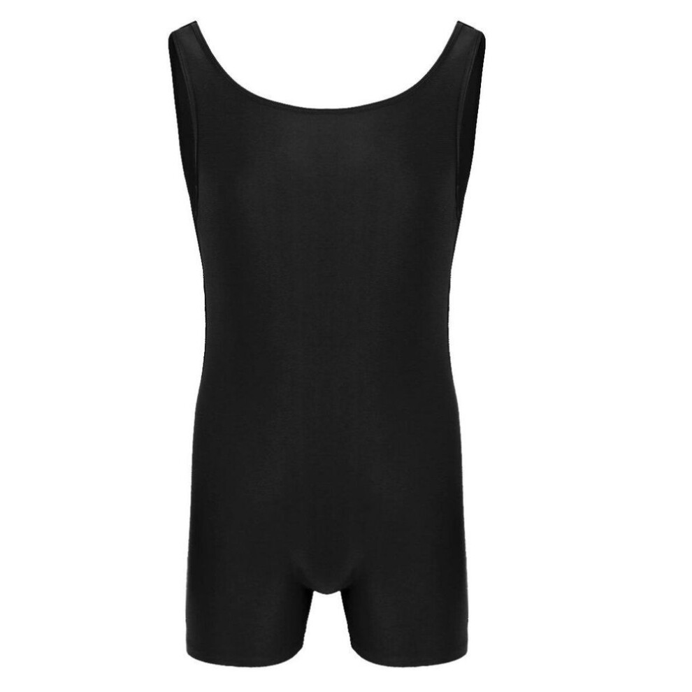 (black, XXL) Mens Sleeveless Stretchy One Piece Sport Gym Jumpsuit Dance Biketard Unitard