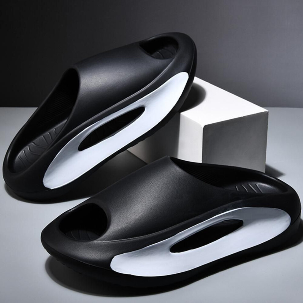 (black, 38-39) New Summer Sneaker Slippers For Women Men Thick Bottom Platform Slides Soft EVA Hollow Unisex Sports Sandals Casual Beach Shoes