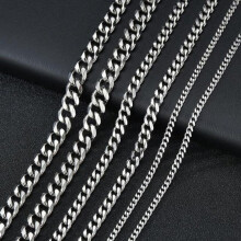 (silver, 7mm 60cm) Classic Men Necklace Width 3 To 7 MM Stainless Steel Long Necklace For Men Women Chain Jewelry