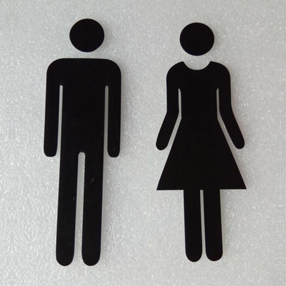 (black) Acrylic Door Sign Men Women Set Toilet Loo Bathroom Restroom Wc Sticker Decals