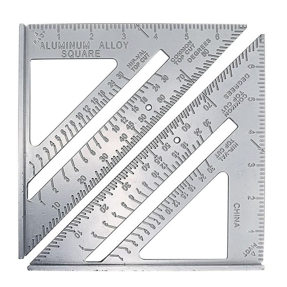 (silver) Triangle Rule 90 Degree Thickening Angle Rule Aluminum Alloy Carpenter Measurement Square Ruler Woodworking Triangle Ruler