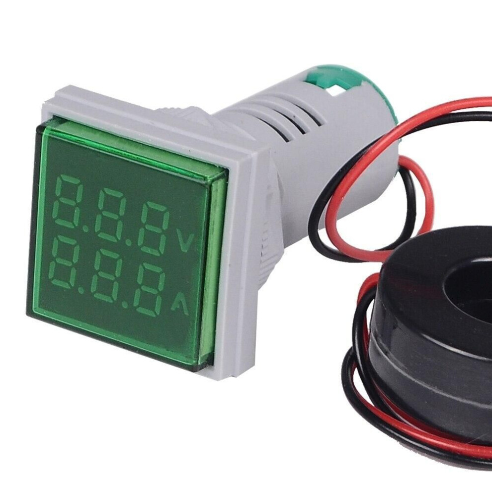 (blue, AC 500V 100A) Led Digital Voltmeter Ammeter Signal Lights Volt Voltage Current Combo Meter Indicator Tester Measuring Ac 60-500v 1-100a