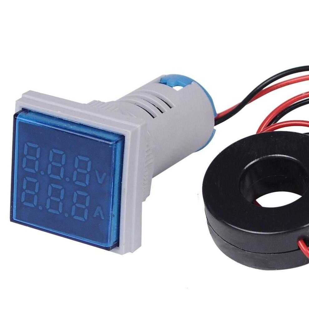 (yellow, AC 500V 100A) Led Digital Voltmeter Ammeter Signal Lights Volt Voltage Current Combo Meter Indicator Tester Measuring Ac 60-500v 1-100a