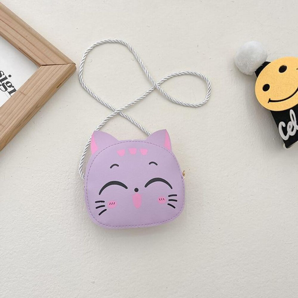 (purple) New Cartoon Children Messenger Bag Cute Cat Children Fashion Coin Purses and Handbags Cute Boy Girl Mini Shoulder Bag