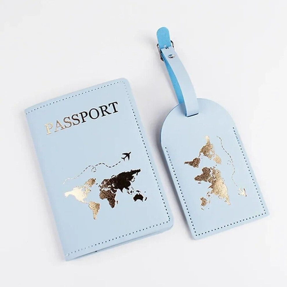 (light blue) Men Women Fashion Passport Holder Case For Travel New Leather Waterproof Passport Cover With Card Holder