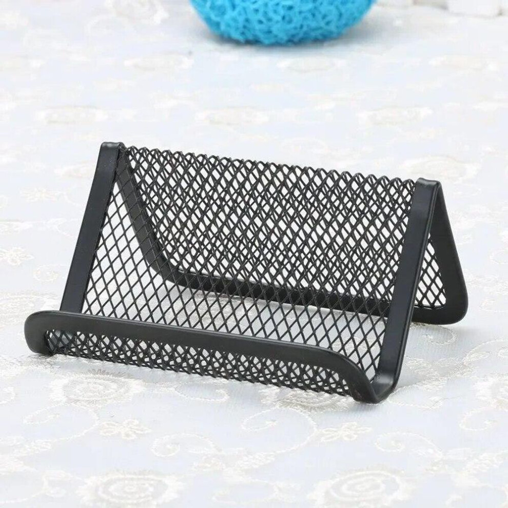 (black) 1pc Black Metal Mesh Business Card Cellphone Holder For Office Desk Visit Name Card Display Holder Stand Stock Organizer