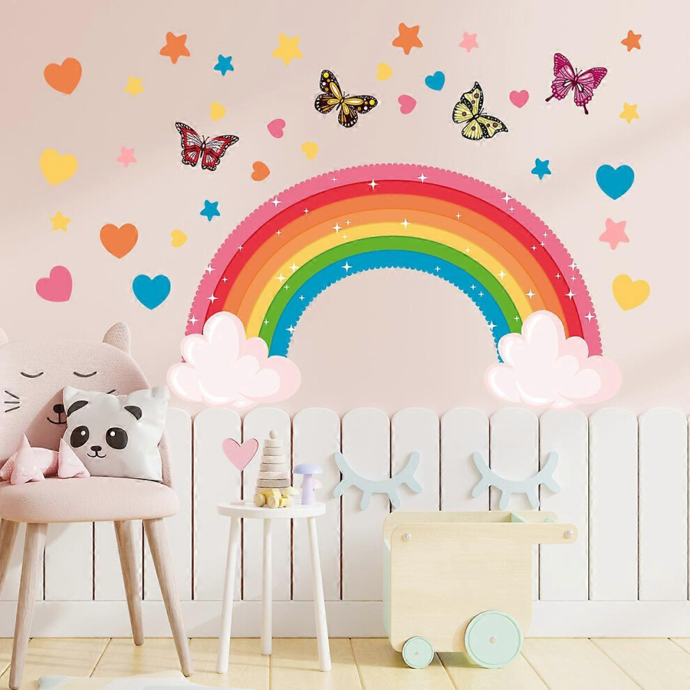 (As show, One size) Watercolor Star Rainbow Wall StickerGirls Room Decorations for Nursery  (Rainb KKB