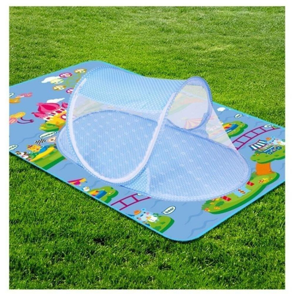 (blue) Baby Cribs Portable Folding Ship Type Bed  Folding Mosquito Net