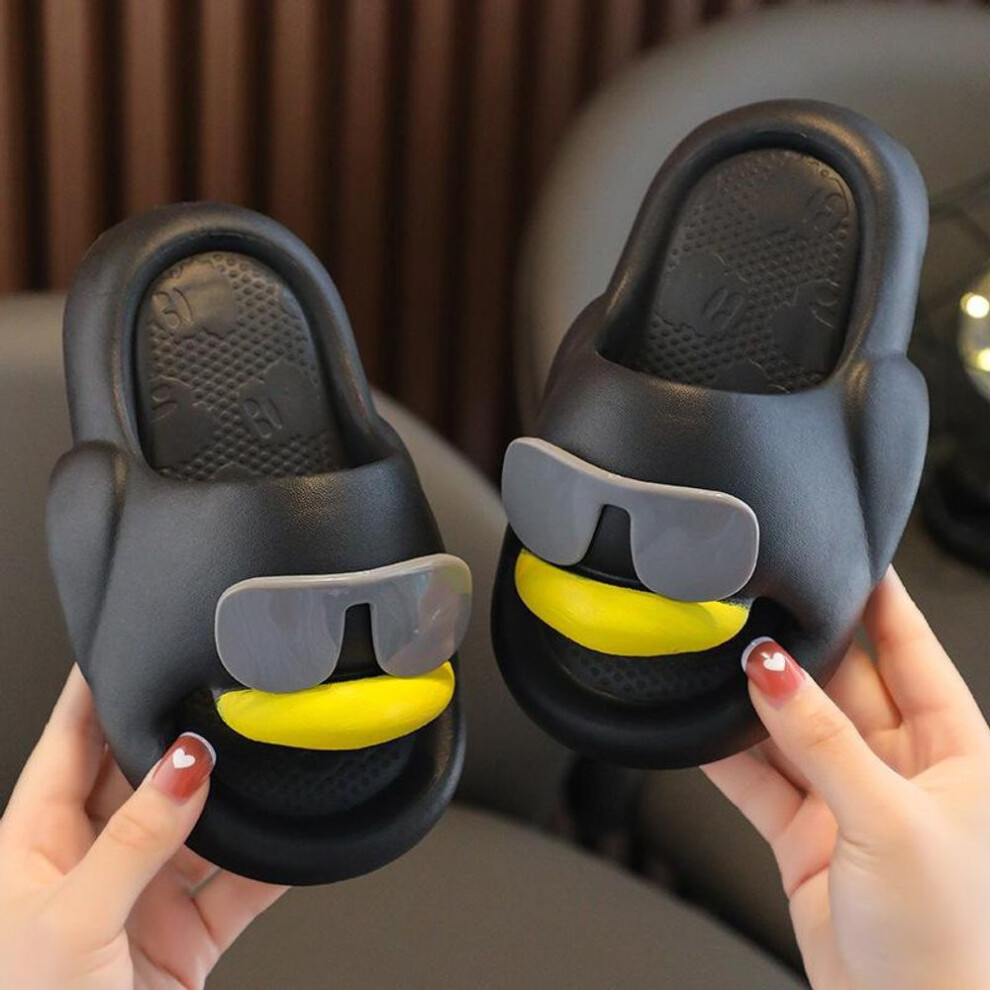 (black, 34-35) Internet Celebrity Sunglasses Duck Kids Sandals Boy Summer Parent-child Girl Baby Indoor Soft Bottom Home Non-slip Slippers