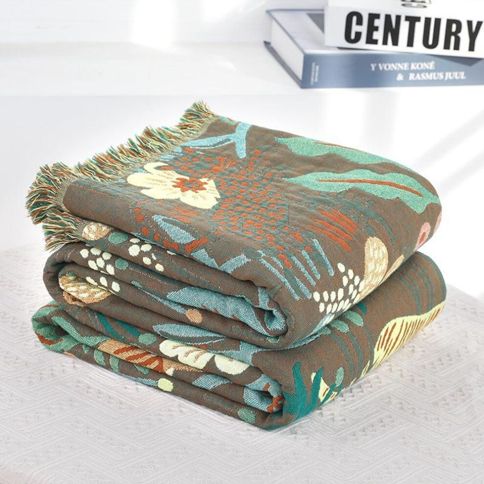 (as the picture, 150cmX200cm) Six Layers Pure Cotton Gauze Towel Quilt New Airable Cover Summer Blanket Office Blanket 150x200cm