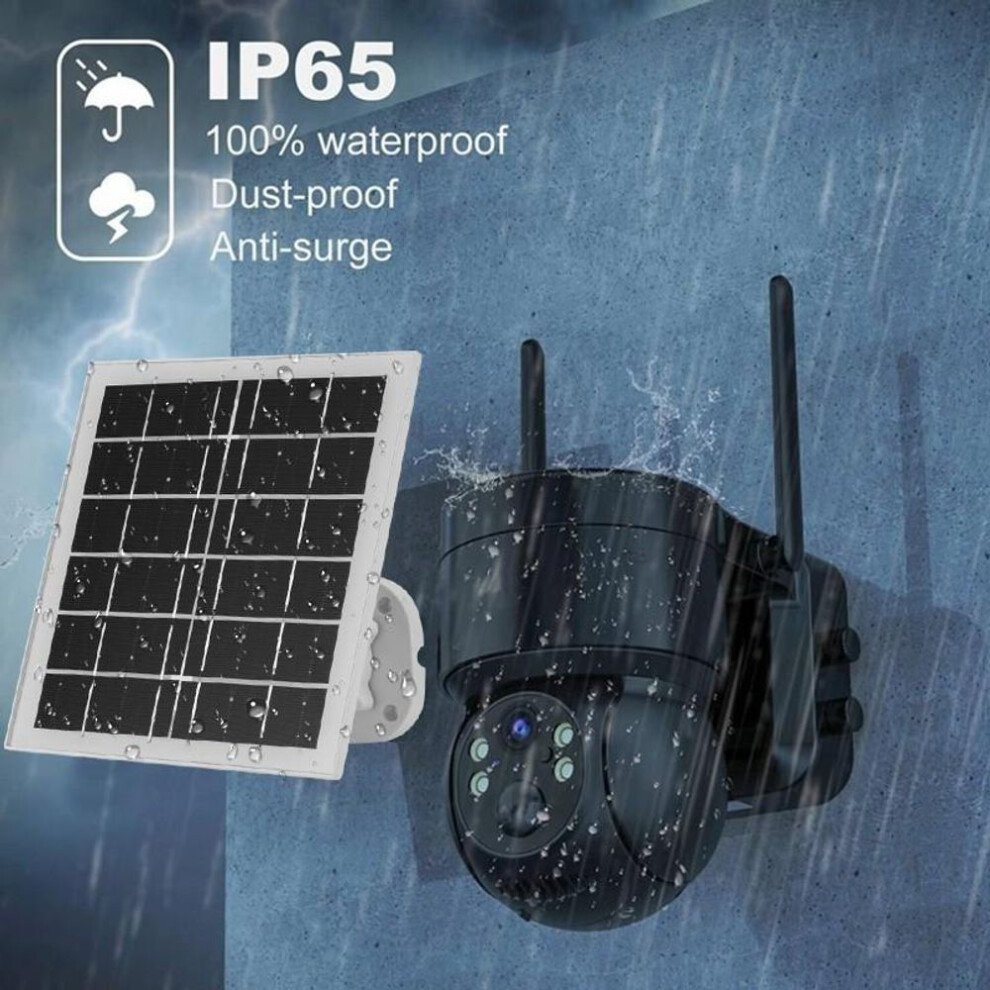 (black) 2.5k 4mp Wifi Wireless Outdoor Ip Camera Solar Cctv Security Camera  Icsee Video Surveillance  Support Pir Human Body Induction